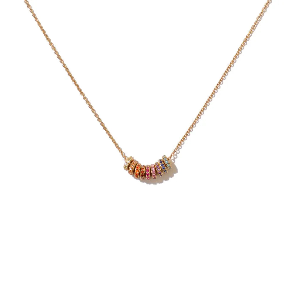 Ginevra™ - Goudkleurige Ketting met Regenboog Ringen