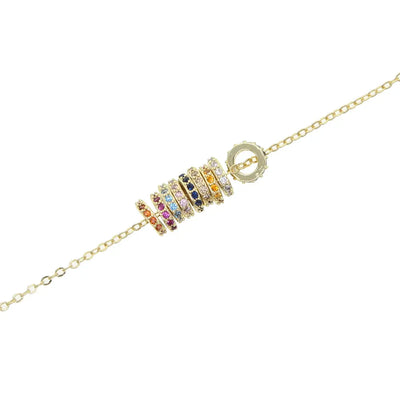 Ginevra™ - Goudkleurige Ketting met Regenboog Ringen