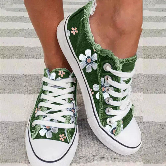 Canvas Flats Met Bloemenprint