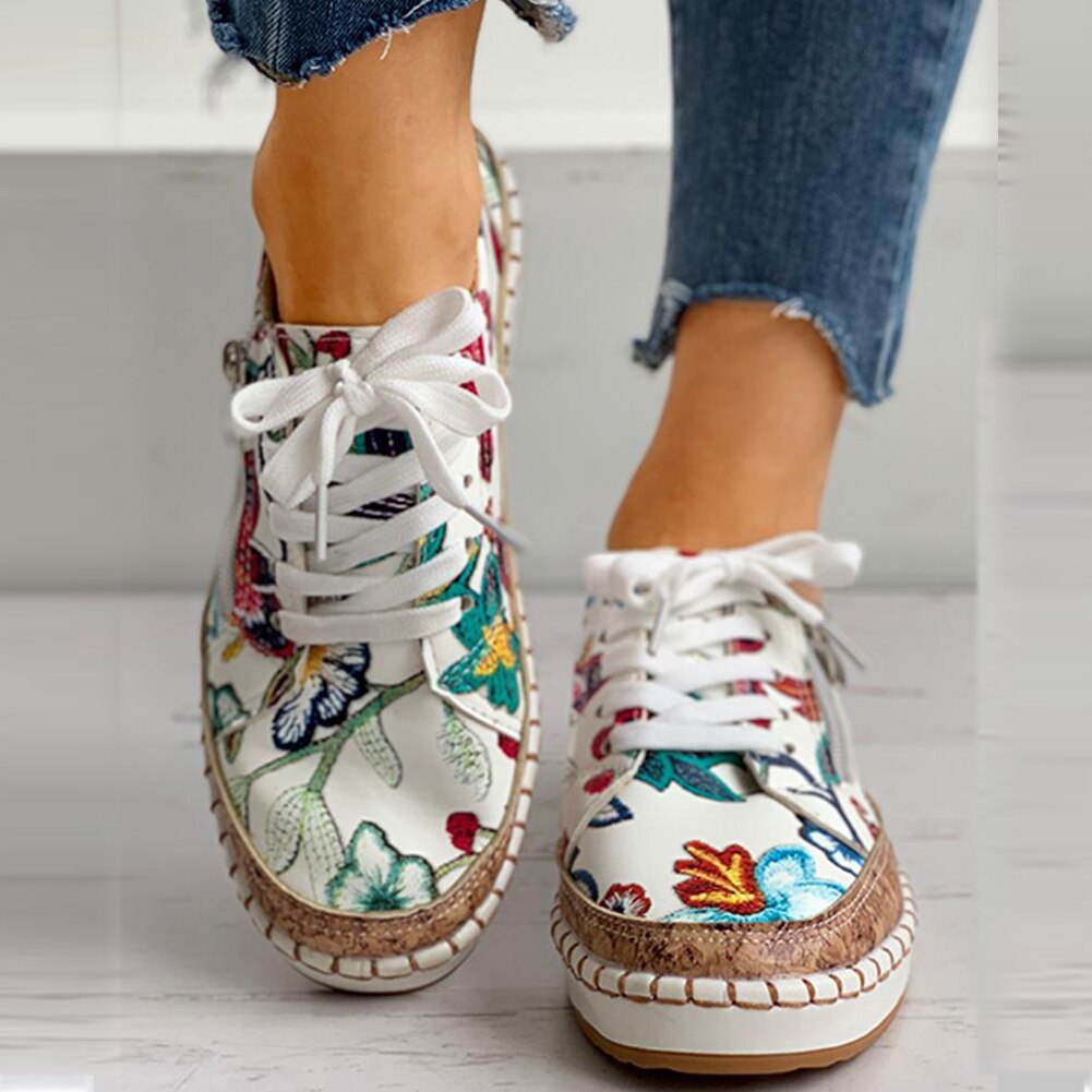 Ginevra™ - Sneakers met Bloemprint en Veters