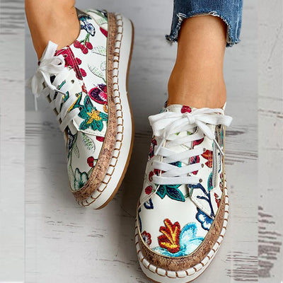 Ginevra™ - Sneakers met Bloemprint en Veters