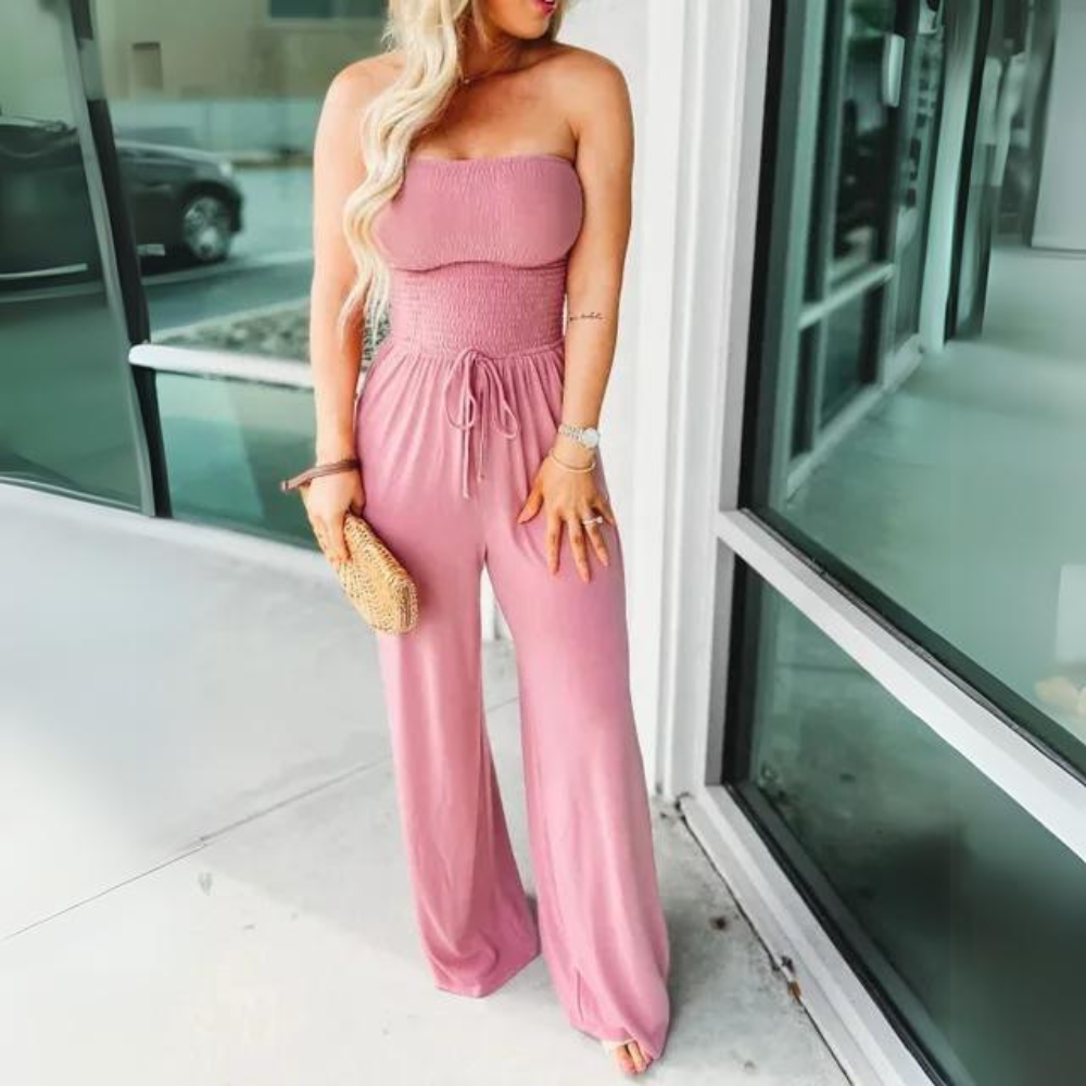 Gemma - Nieuwe Strapless Jumpsuit met Elastische Taille