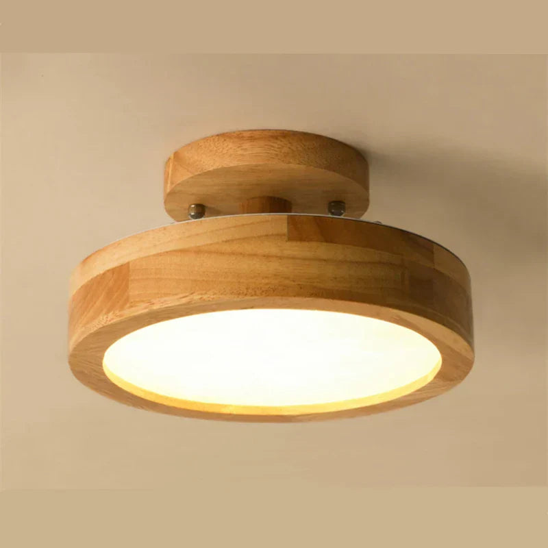 NordicGlo - Ronde Scandinavische Massief Houten Plafondlamp