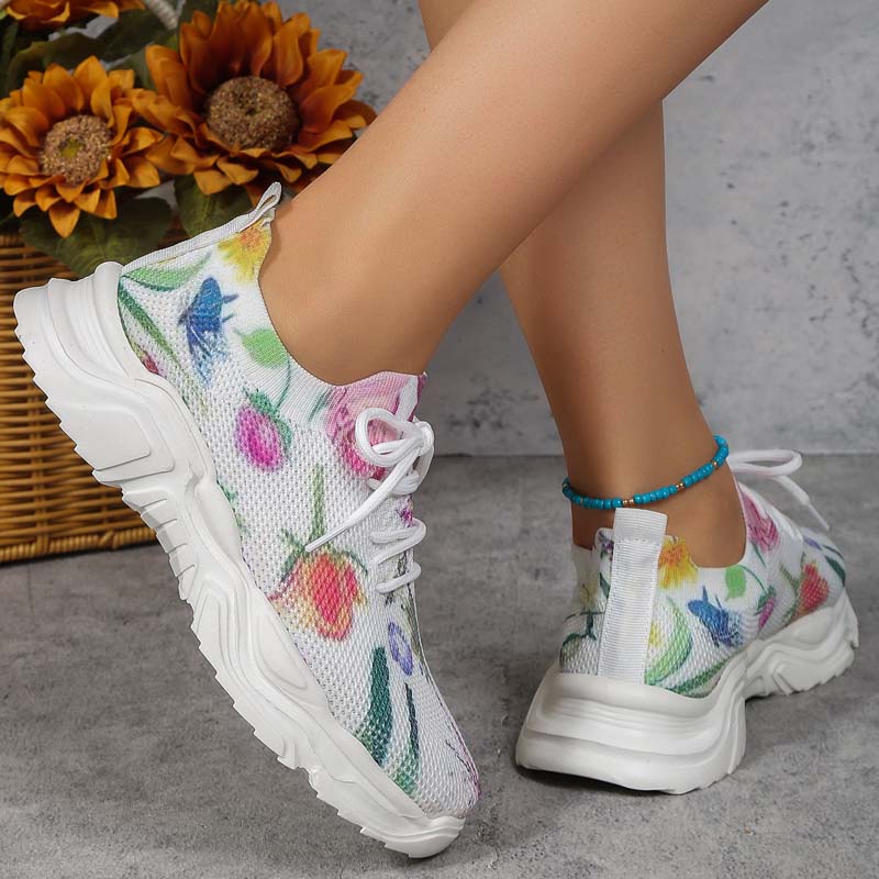 Casual Sneakers Met Bloemenprint