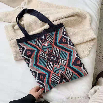 Casual Geometrische Gebreide Tas