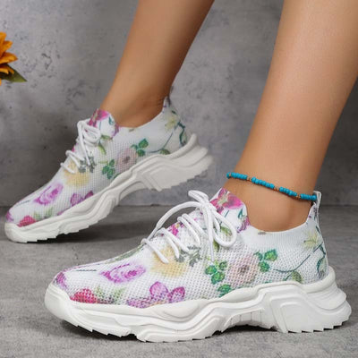 Casual Sneakers Met Bloemenprint