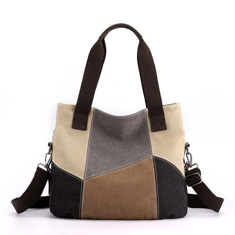 Vintage Contrasterende Canvas Tas