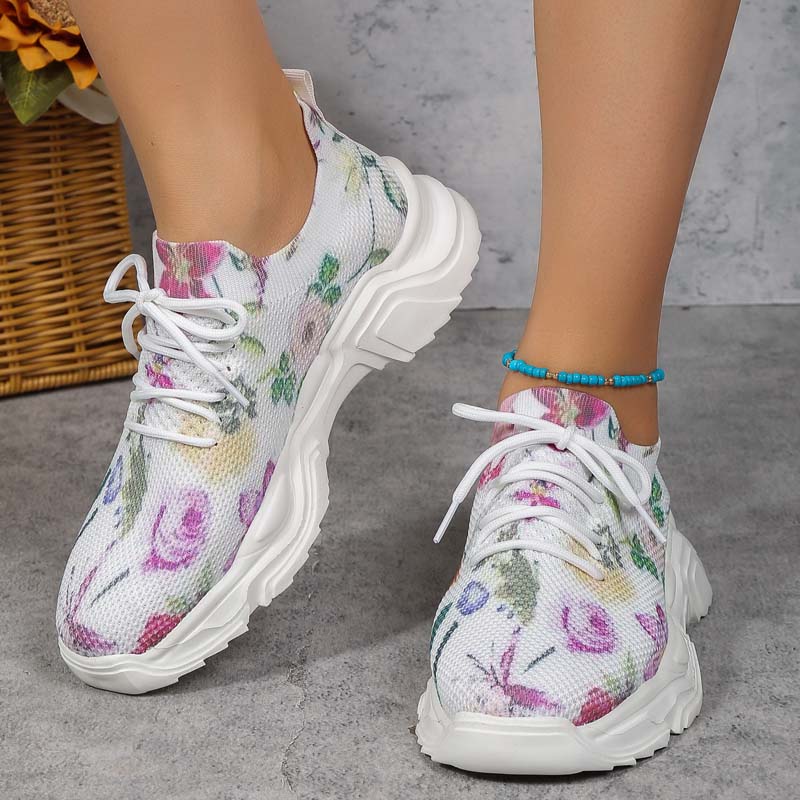 Casual Sneakers Met Bloemenprint