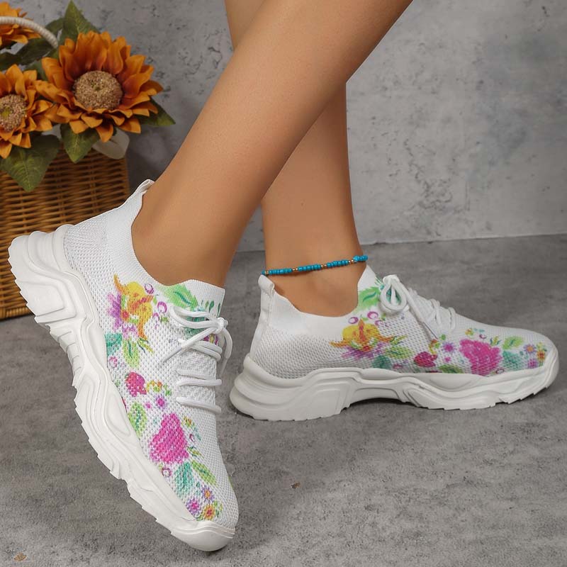 Casual Sneakers Met Bloemenprint