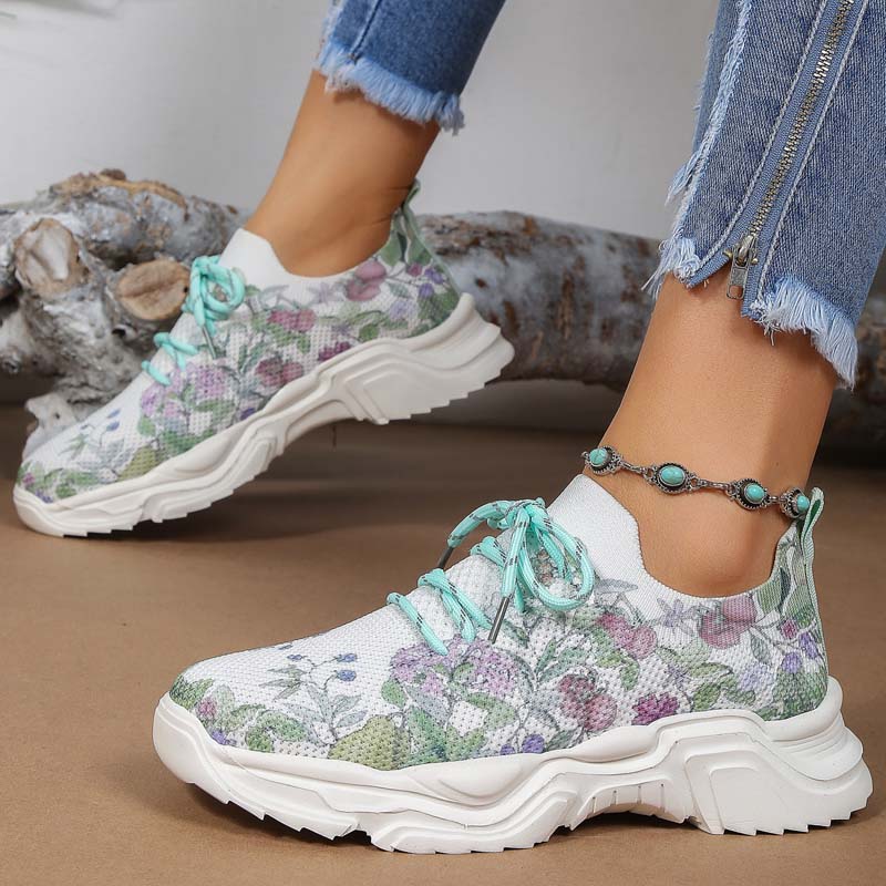 Casual Sneakers Met Bloemenprint