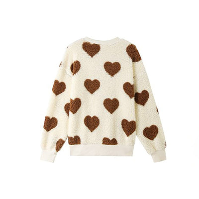 Pluche Sweatshirt Met Hartprint