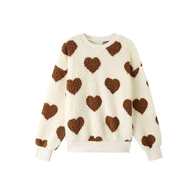 Pluche Sweatshirt Met Hartprint