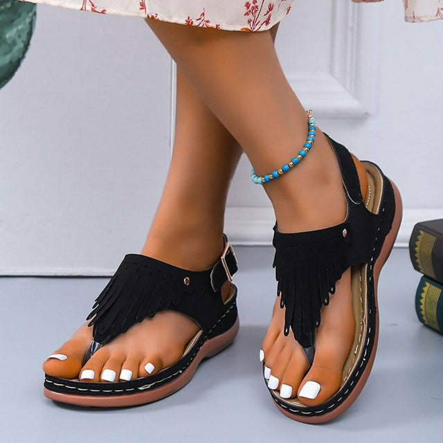 Vintage Casual Sandalen Met Franjes