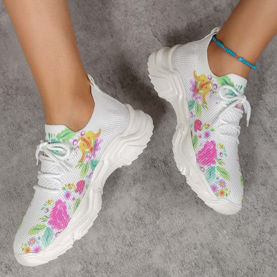 Casual Sneakers Met Bloemenprint