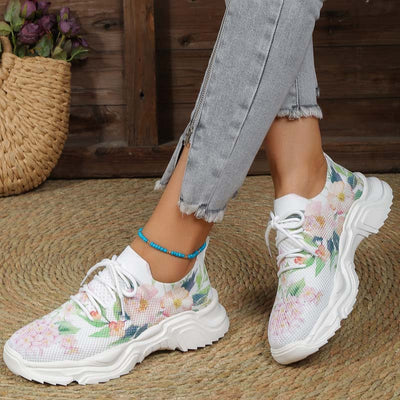 Casual Sneakers Met Bloemenprint