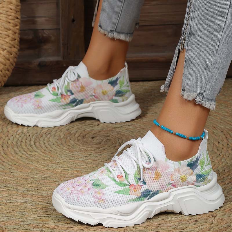 Casual Sneakers Met Bloemenprint