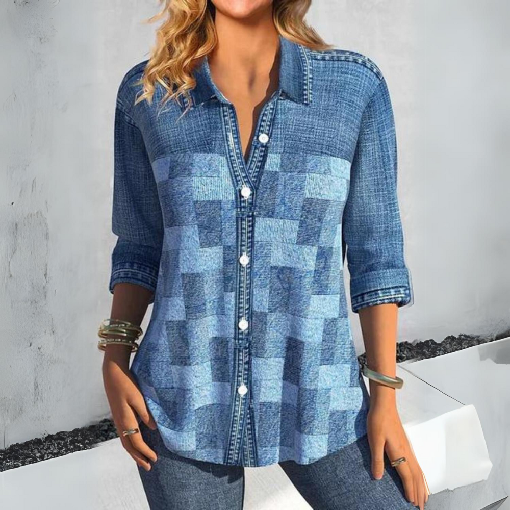 Sabrina - Casual Geruite Blouse