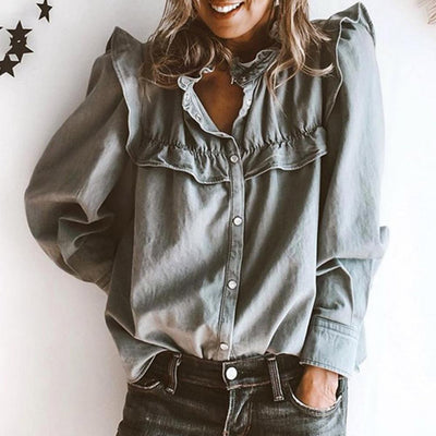 Sofia&Aurora™ - Denim Blouse met Ruffles