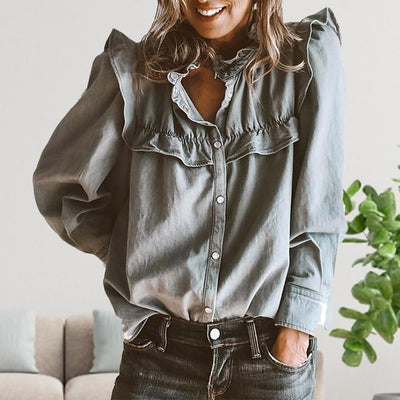 Sofia&Aurora™ - Denim Blouse met Ruffles