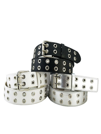 Hip Pop Metal Embellished Eyelet Buckle Belt