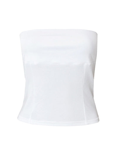 White Vintage Paneled Sleeveless Bandeau Top