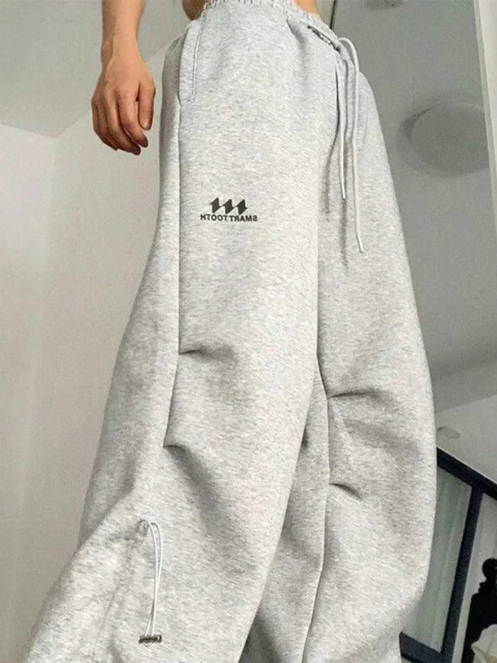 Retro Sport Drawstring Loose Leg Sweatpants