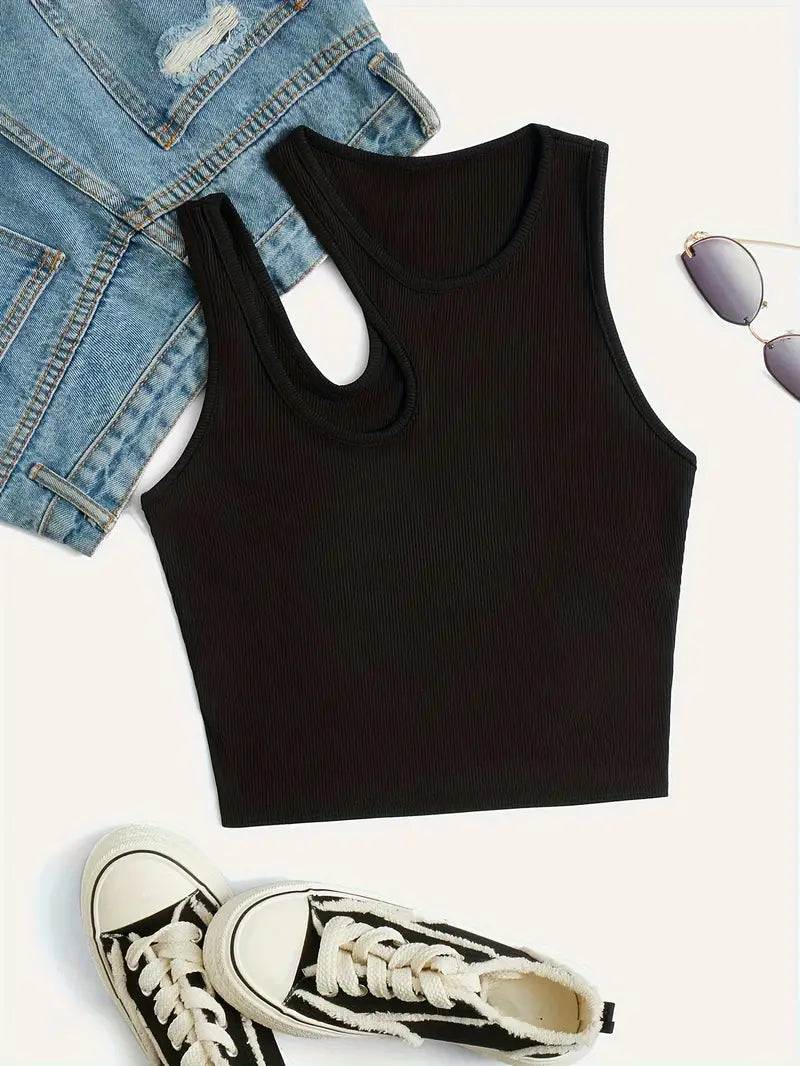 Basic Asymmetrical Crop Tank Top