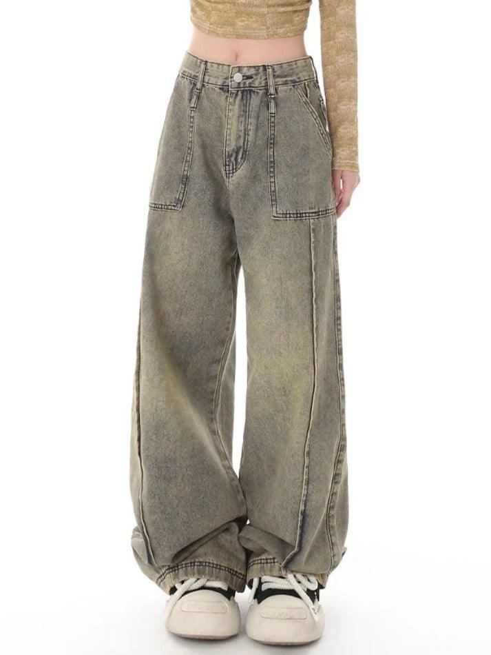 Punk Distressed Faded Effect Splice Boyfriend Jeans