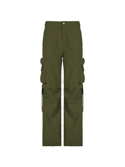 Green Hip Pop Low Rise Side Zip Up Cargo Pants