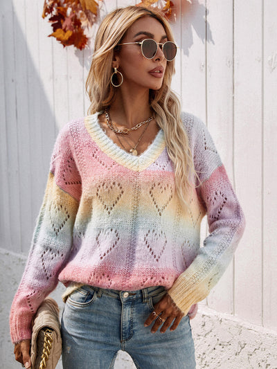 Camilla™ - Tie-Dye  Pullover met Hartjes Patroon