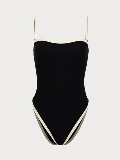 Contrast Color Classic Binding One Piece Swimsuit