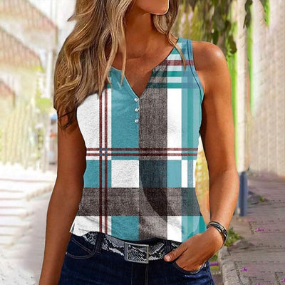 Casual Tanktop Met Geruite Print