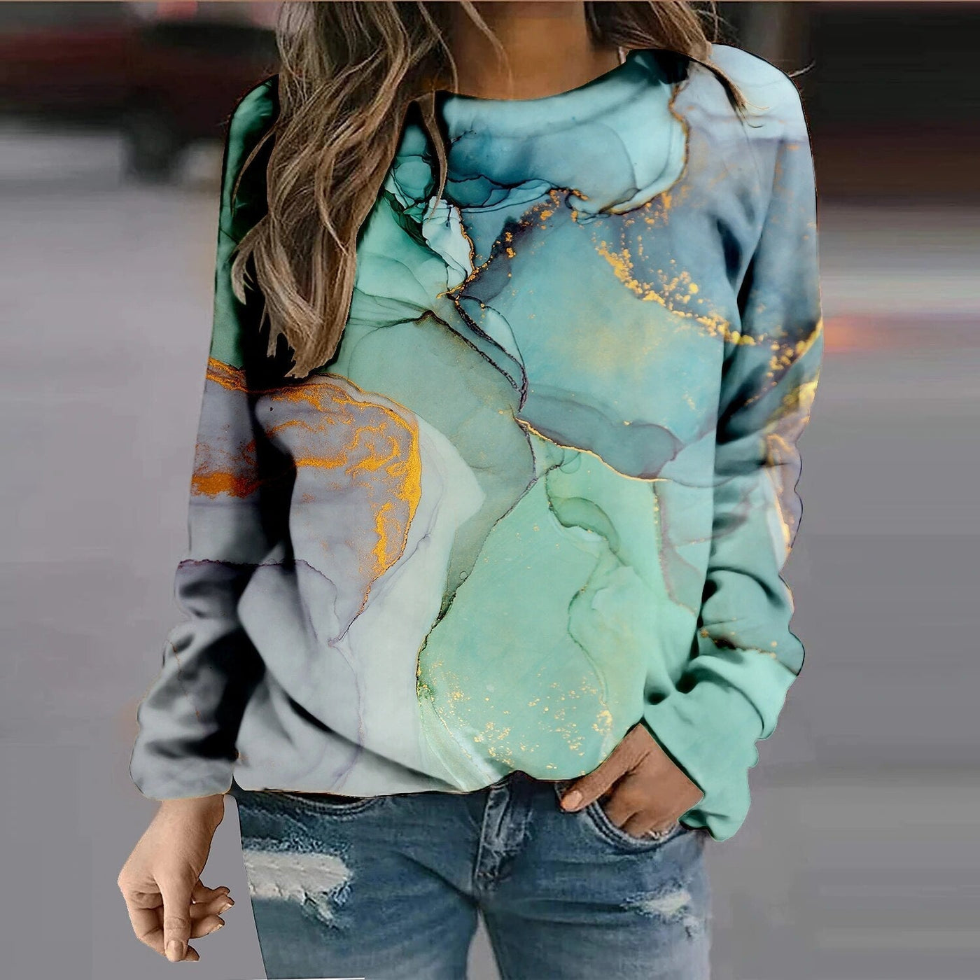 Camilla™ - Sweater met Marmer Print