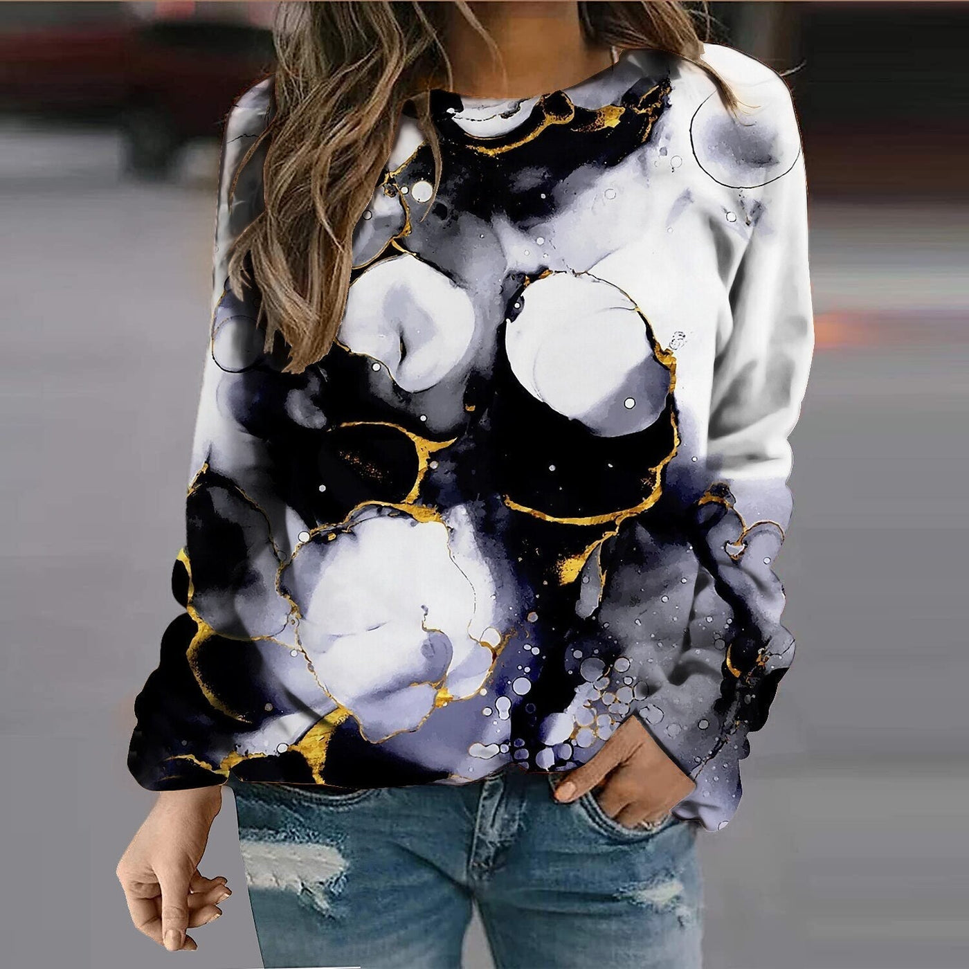 Camilla™ - Sweater met Marmer Print