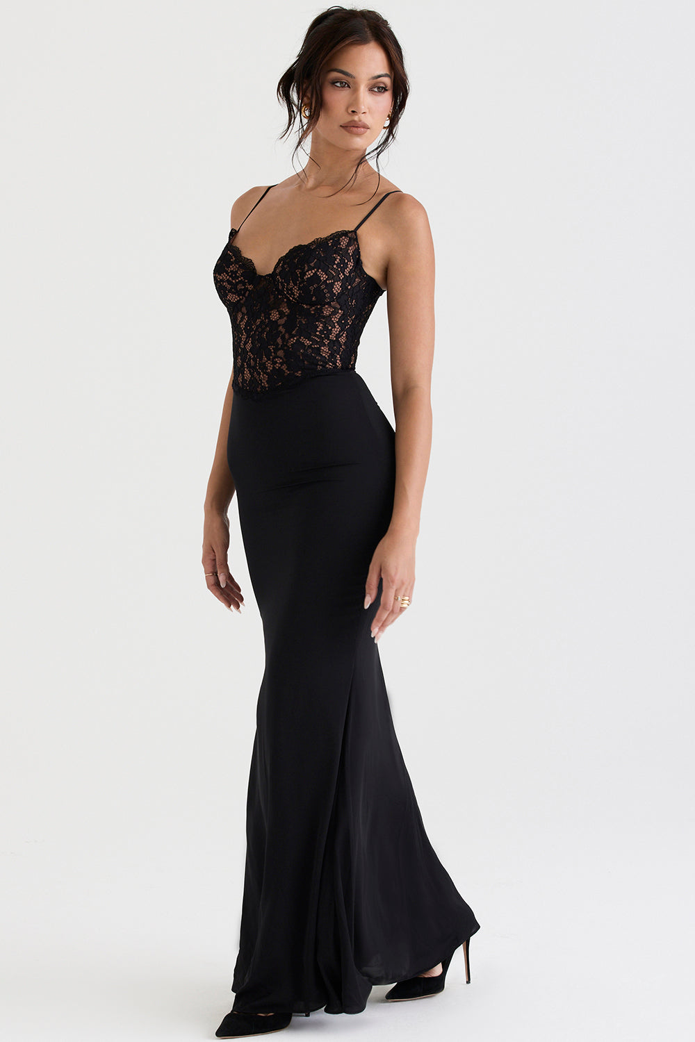 Bentlee - Elegante Zwarte korset Maxi Jurk