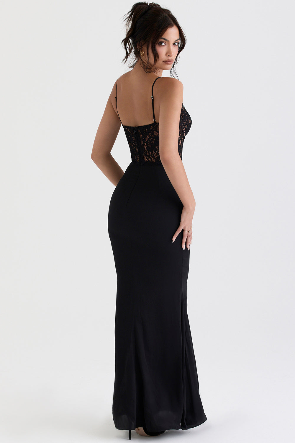 Bentlee - Elegante Zwarte korset Maxi Jurk