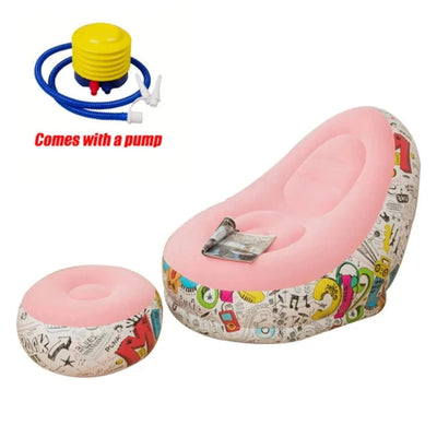 ComfortCraze™ | Opblaasbare Loungebank + Poef