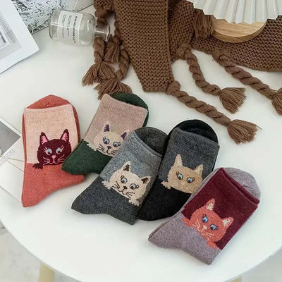 Set Van 5 Paar Sokken Met Kattenpatroon