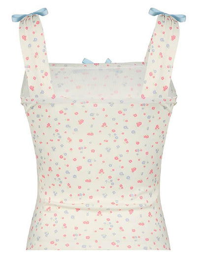 Y2K Bow Tie Floral Cami Tank Top