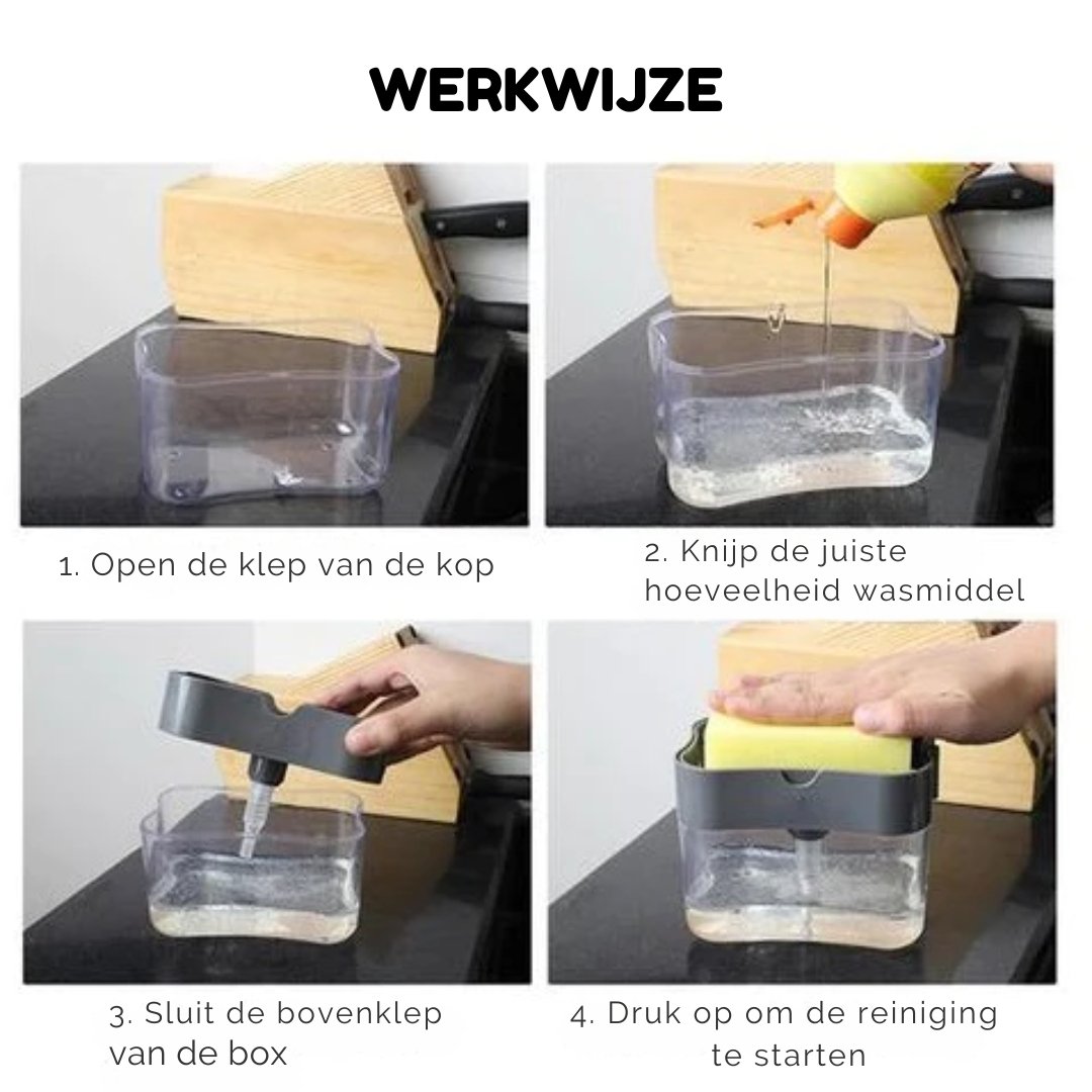 Dispenser | Vloeibare Zeep & Sponshouder (MET GRATIS SPONS)