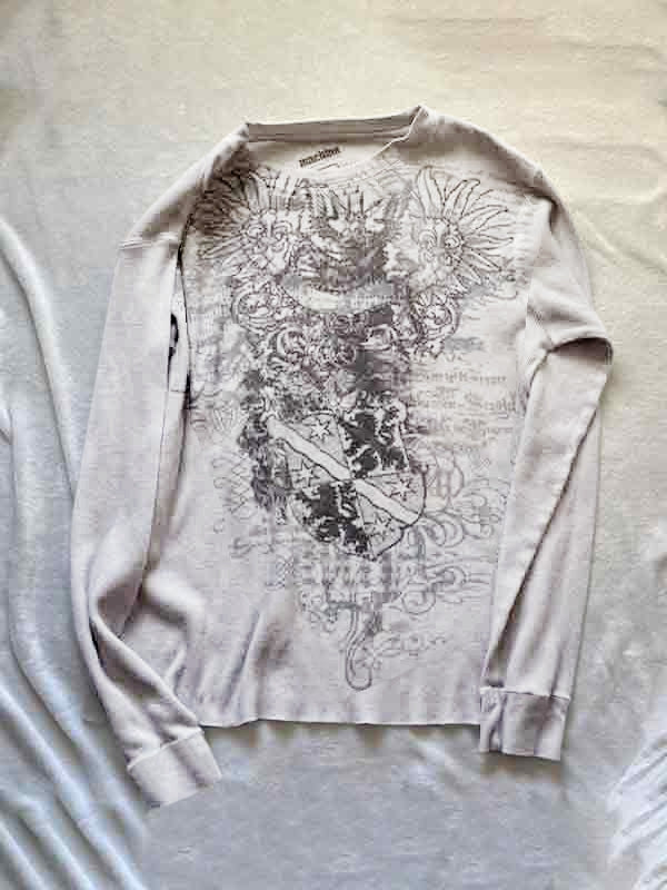 White Punk Oversized Print Long Sleeve Tee