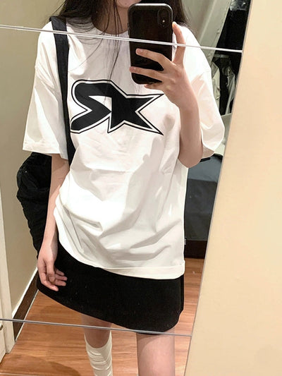 White Street Oversized Star Print Short Sleeve Tee