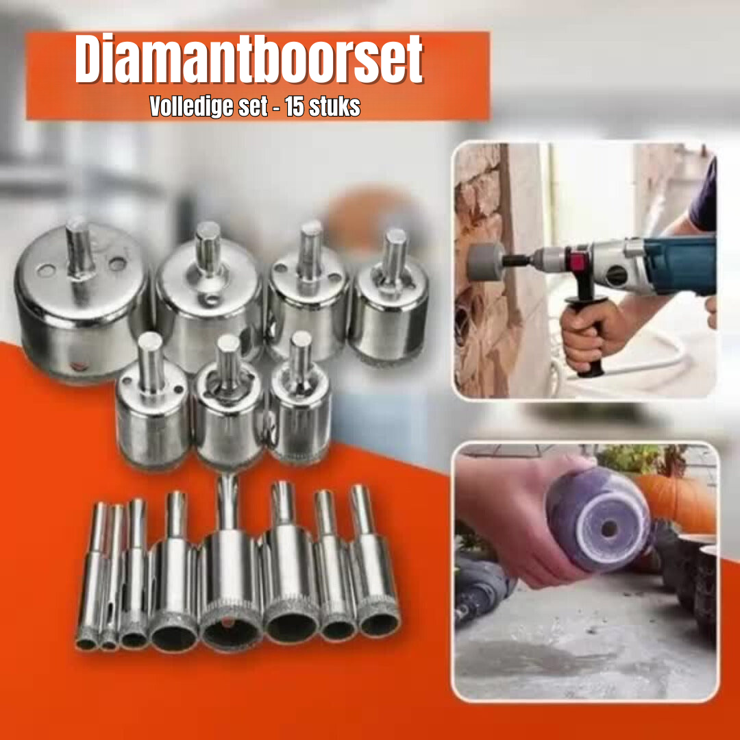 Diamantboorset - voor glas, marmer, graniet, steen Succes