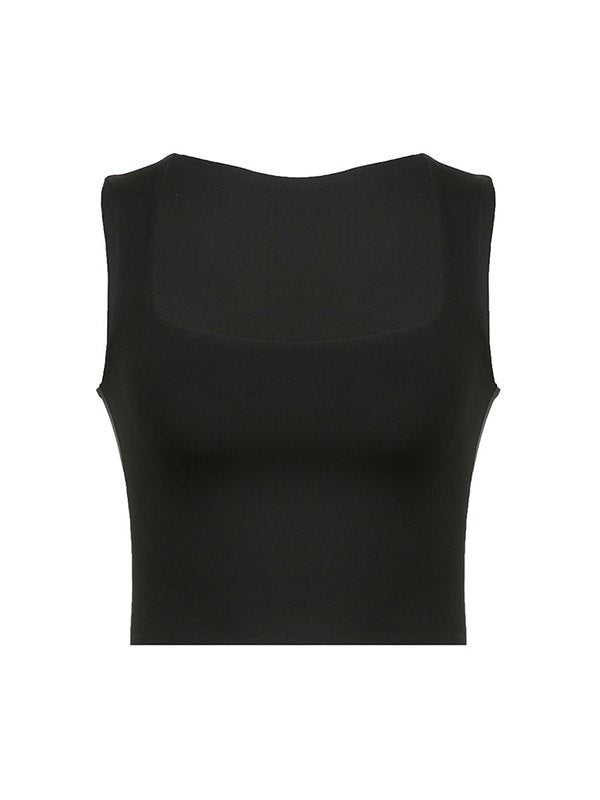 Black Classic Cropped Tank Top