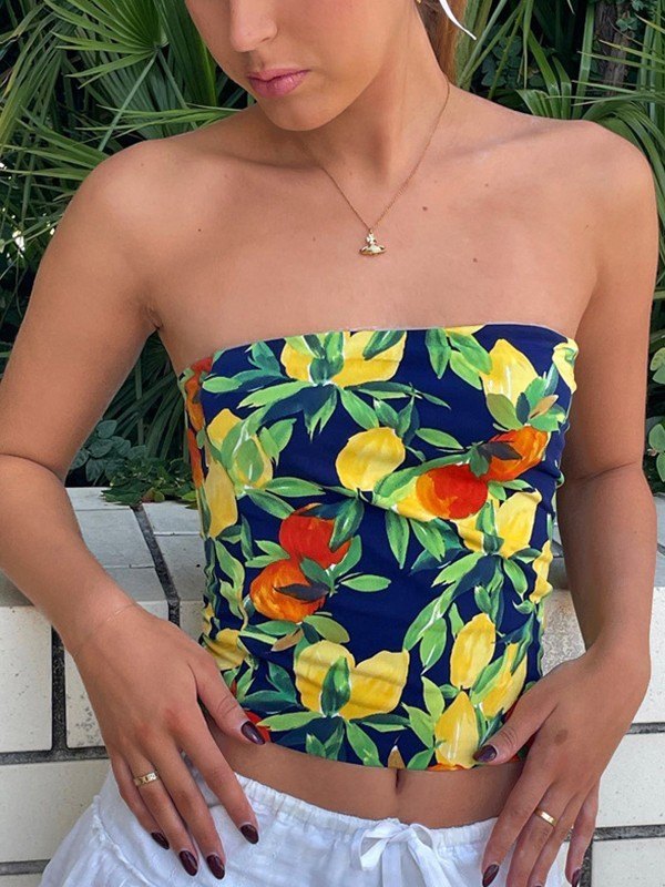 Vintage Hawaiian Printed Bandeau Top