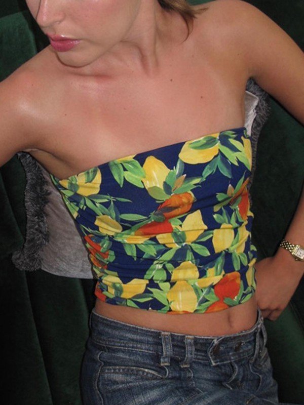 Vintage Hawaiian Printed Bandeau Top