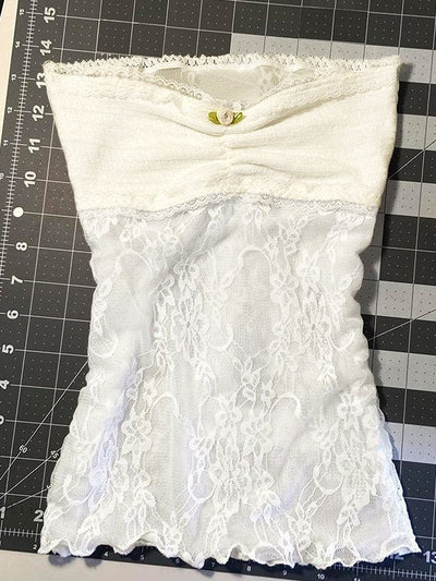 White Flower Lace Stitching Bandeau Top