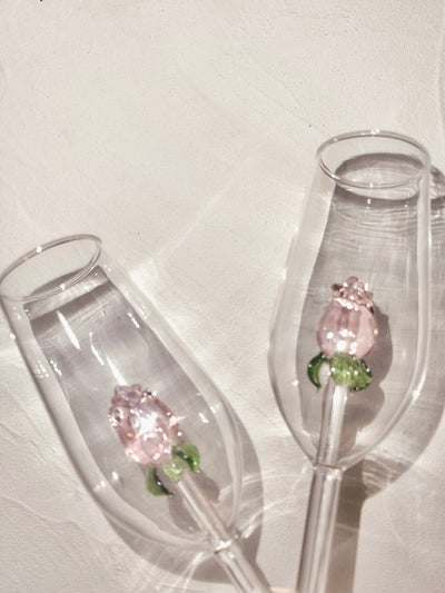 La Vie En Rose | Champagneglas - Handgemaakt