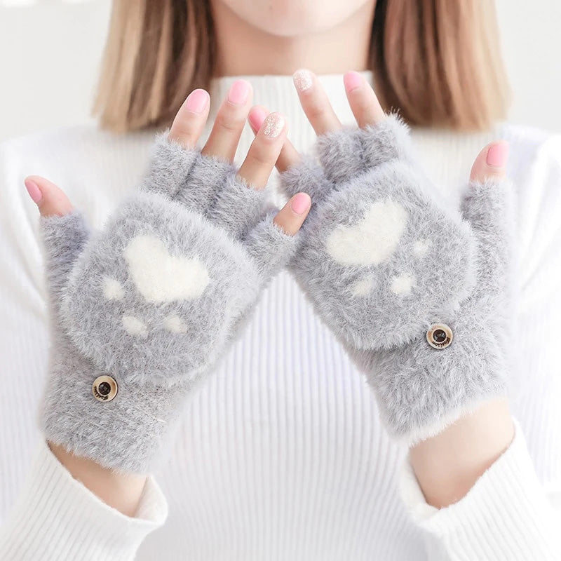 Warme Handschoenen Met Kattenpootafdruk