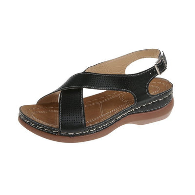 Bitsy - Moderne Zwart Leren Sandalen met Chique Stikseldetails